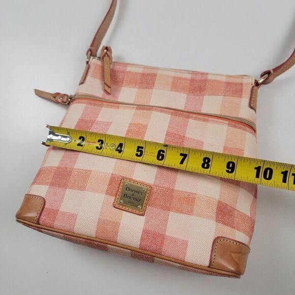 Dooney & Bourke Pink Quad Check Ginger Crossbody Bag Purse Saffiano Tote - Picture 12 of 16